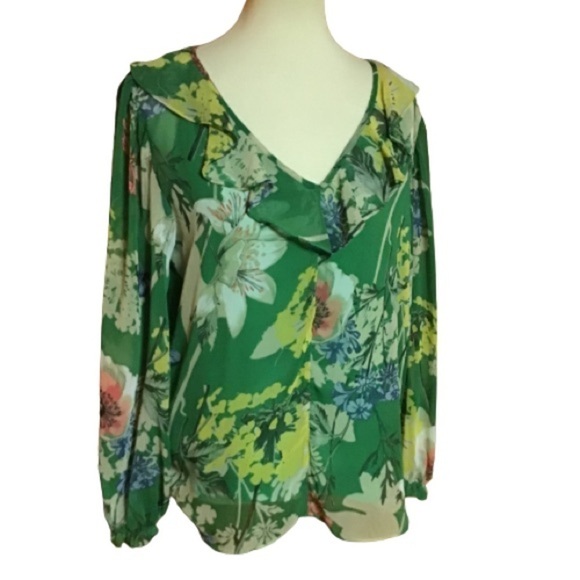 Gibson Latimer Bright floral flowy blouse - Picture 1 of 12